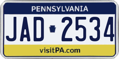 PA license plate JAD2534