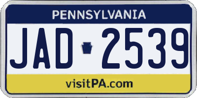 PA license plate JAD2539