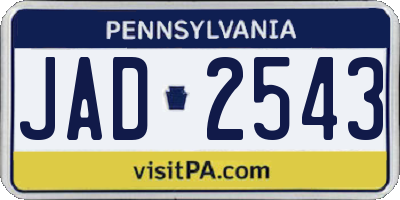 PA license plate JAD2543