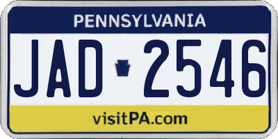 PA license plate JAD2546