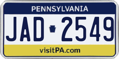 PA license plate JAD2549