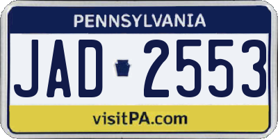 PA license plate JAD2553