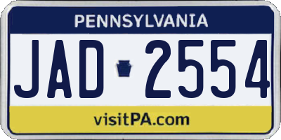 PA license plate JAD2554