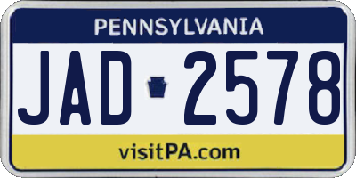 PA license plate JAD2578