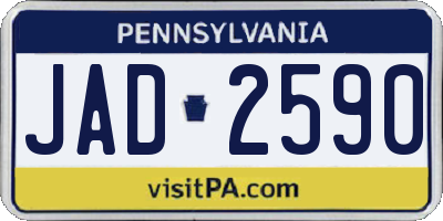 PA license plate JAD2590