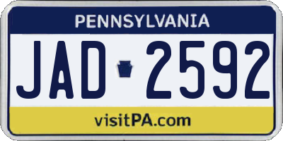 PA license plate JAD2592