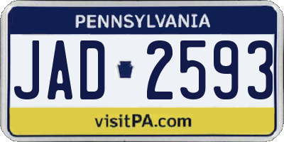 PA license plate JAD2593