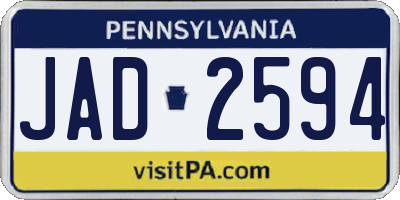 PA license plate JAD2594