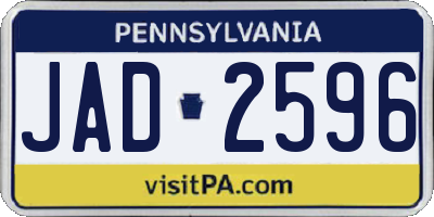 PA license plate JAD2596