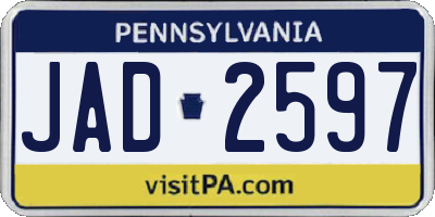 PA license plate JAD2597