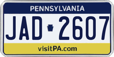 PA license plate JAD2607