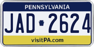 PA license plate JAD2624