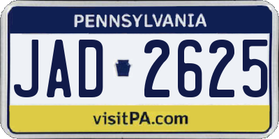 PA license plate JAD2625