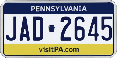 PA license plate JAD2645