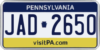 PA license plate JAD2650