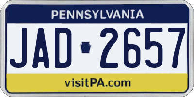 PA license plate JAD2657