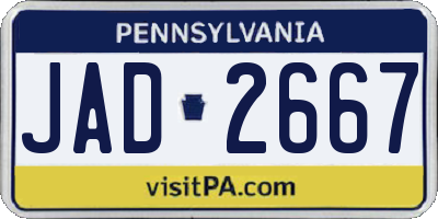 PA license plate JAD2667