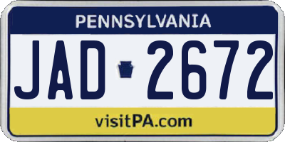 PA license plate JAD2672