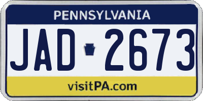 PA license plate JAD2673