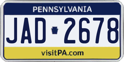 PA license plate JAD2678