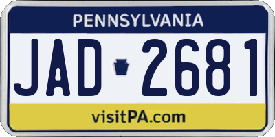 PA license plate JAD2681