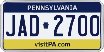 PA license plate JAD2700