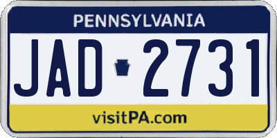 PA license plate JAD2731