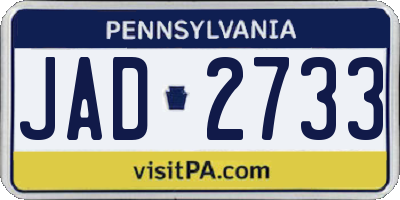 PA license plate JAD2733