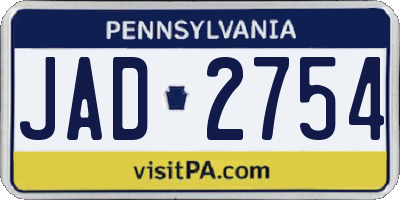 PA license plate JAD2754