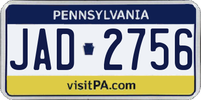 PA license plate JAD2756