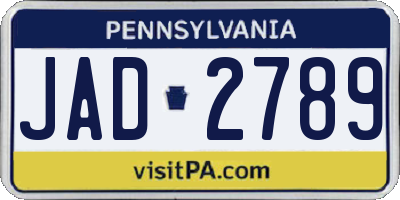 PA license plate JAD2789