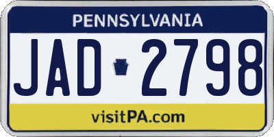PA license plate JAD2798
