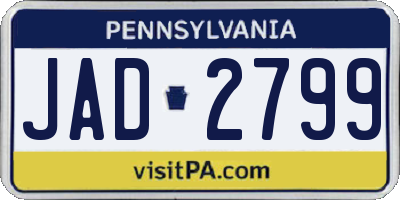 PA license plate JAD2799