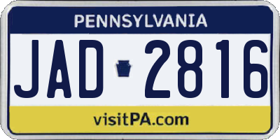 PA license plate JAD2816