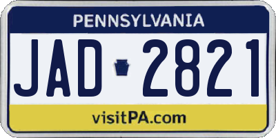 PA license plate JAD2821