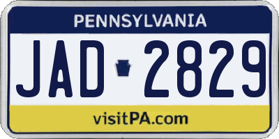 PA license plate JAD2829