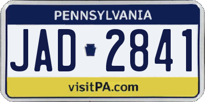 PA license plate JAD2841
