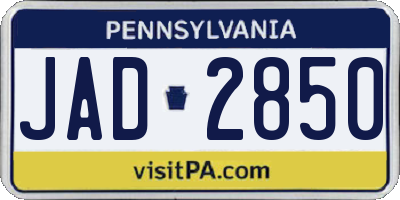 PA license plate JAD2850