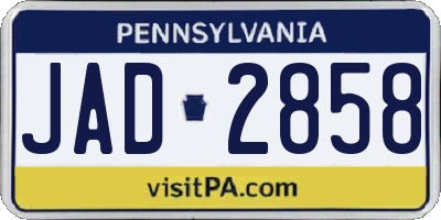 PA license plate JAD2858