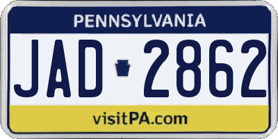 PA license plate JAD2862