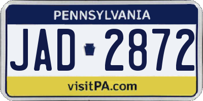 PA license plate JAD2872