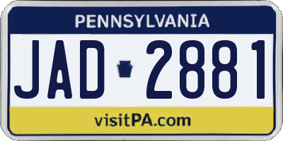 PA license plate JAD2881