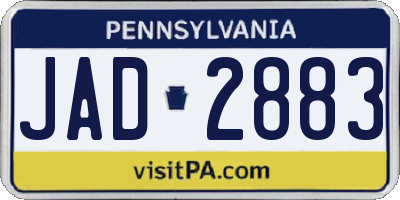 PA license plate JAD2883