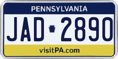 PA license plate JAD2890