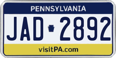 PA license plate JAD2892