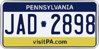 PA license plate JAD2898
