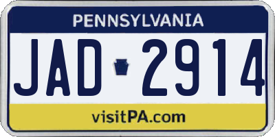 PA license plate JAD2914