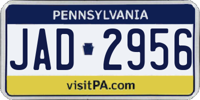 PA license plate JAD2956