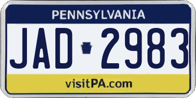 PA license plate JAD2983