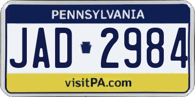 PA license plate JAD2984